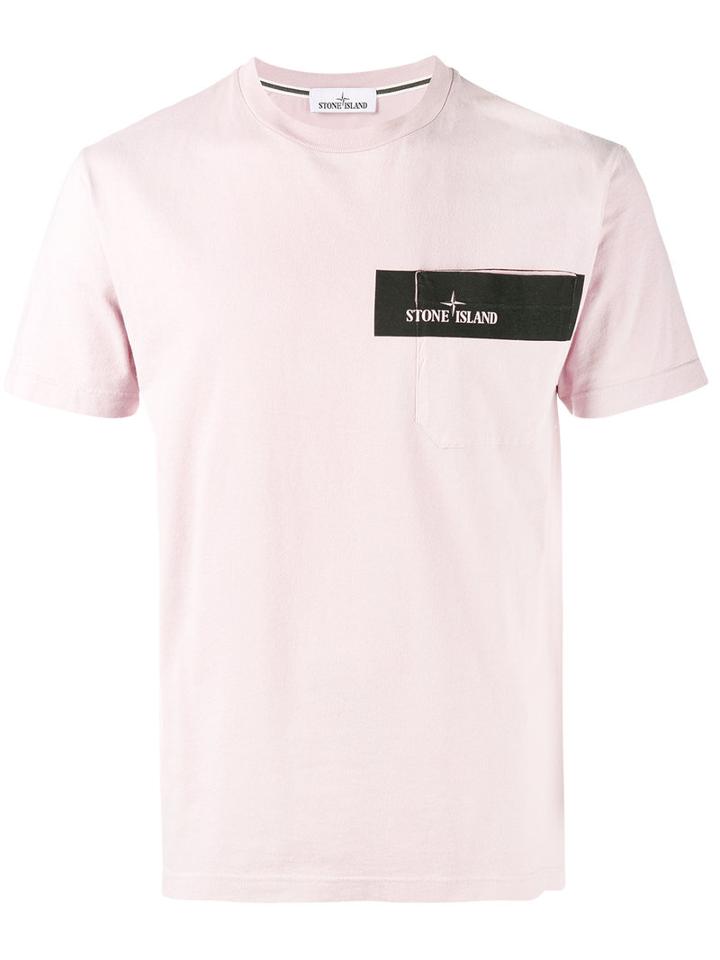 Stone Island Logo T-shirt, Men's, Size: Medium, Pink/purple, Cotton