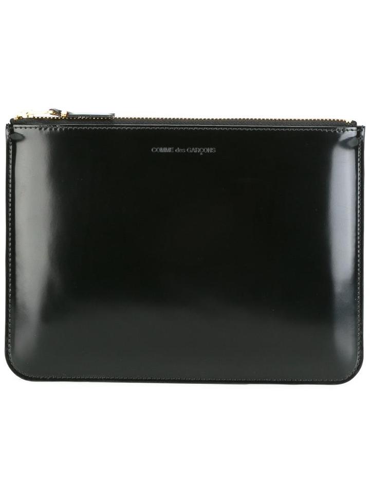 Comme Des Garçons Top Zip Clutch, Adult Unisex, Black, Patent Leather
