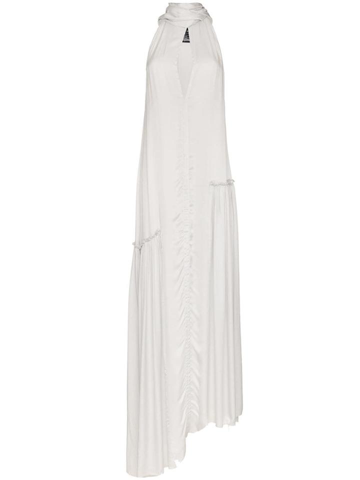 Ann Demeulemeester Asymmetric Hem Silk-blend Maxi Dress - Grey
