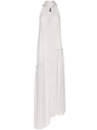Ann Demeulemeester Asymmetric Hem Silk-blend Maxi Dress - Grey