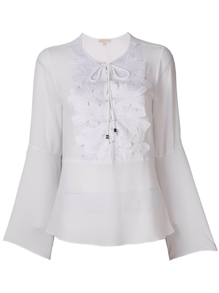Michael Michael Kors Lace Appliqué Bell-sleeve Blouse - White