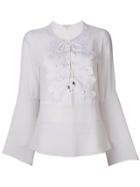 Michael Michael Kors Lace Appliqué Bell-sleeve Blouse - White