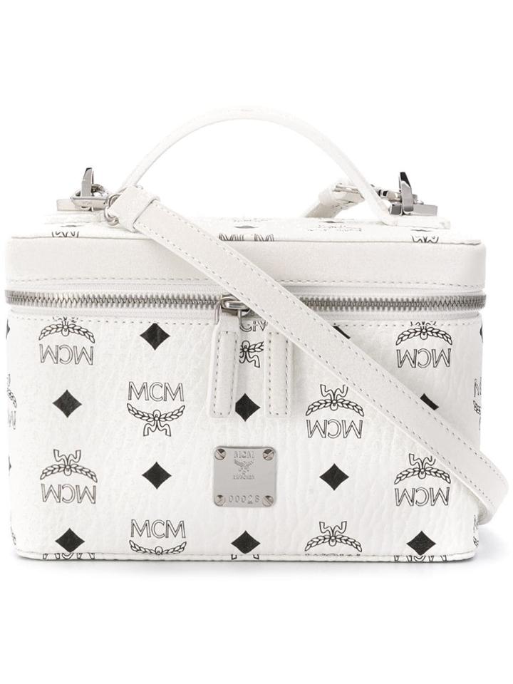 Mcm Logo Print Mini Tote Bag - White