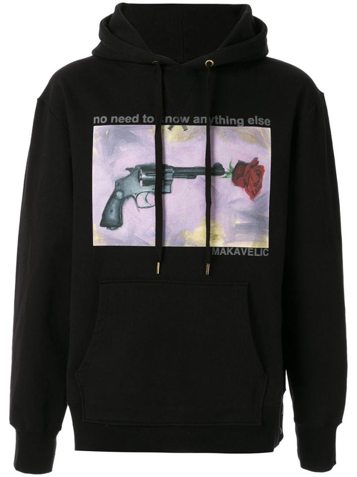 Makavelic Rose Gun Print Hoodie - Black