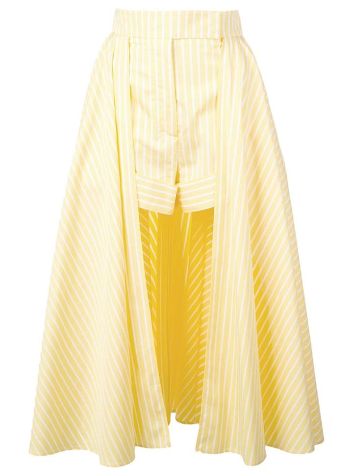 Sara Battaglia Striped Skirt Shorts - Yellow