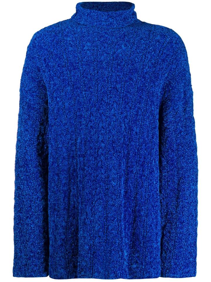 Balenciaga Oversized High Neck Jumper - Blue