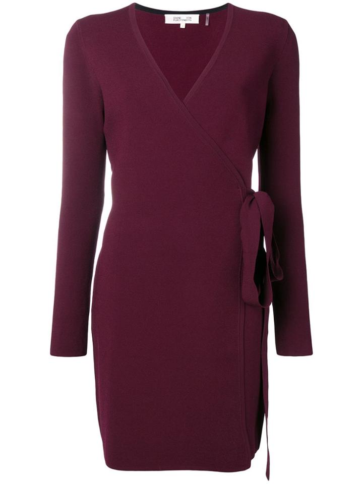 Dvf Diane Von Furstenberg L/s V-neck Knit Wrap Dress - Red