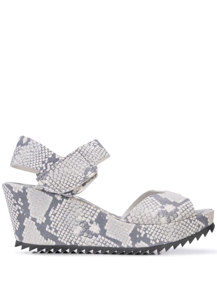 Pedro Garcia Snake Print Platform Sandals - White