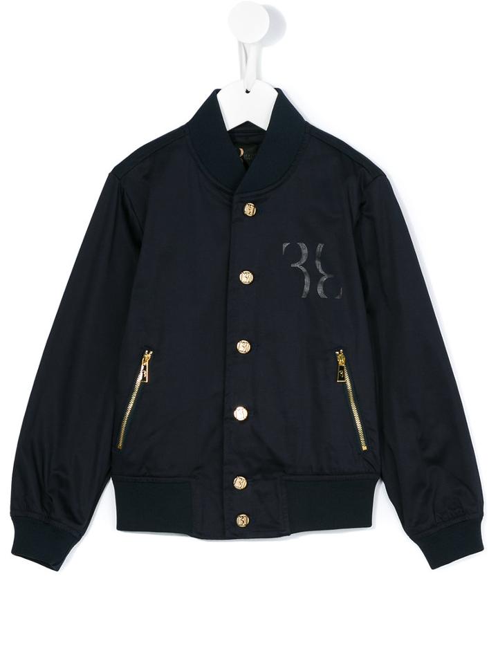 Billionaire Kids - Print Detail Bomber Jacket - Kids - Cotton/nylon/spandex/elastane - 4 Yrs, Toddler Boy's, Blue