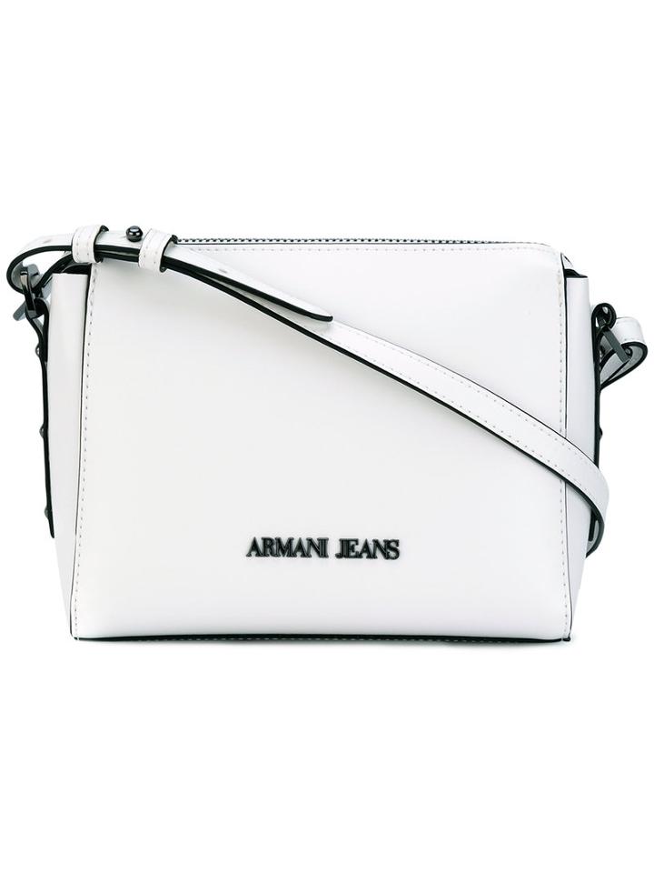 Armani Jeans - Logo Plaque Shoulder Bag - Women - Pvc - One Size, White, Pvc