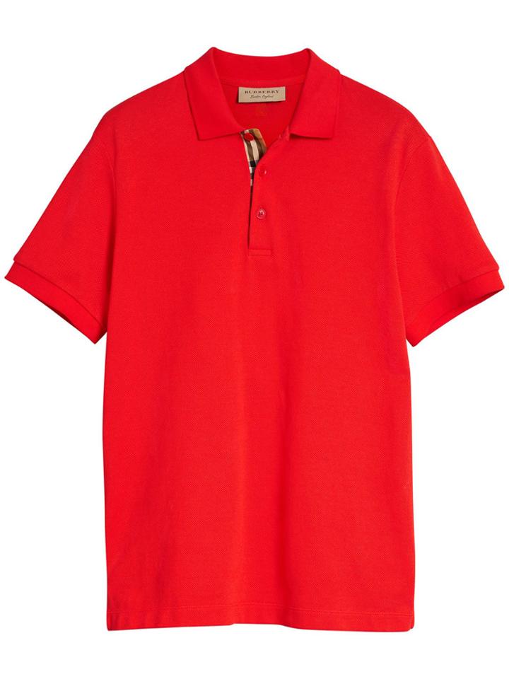 Burberry Check Trim Polo Shirt - Red