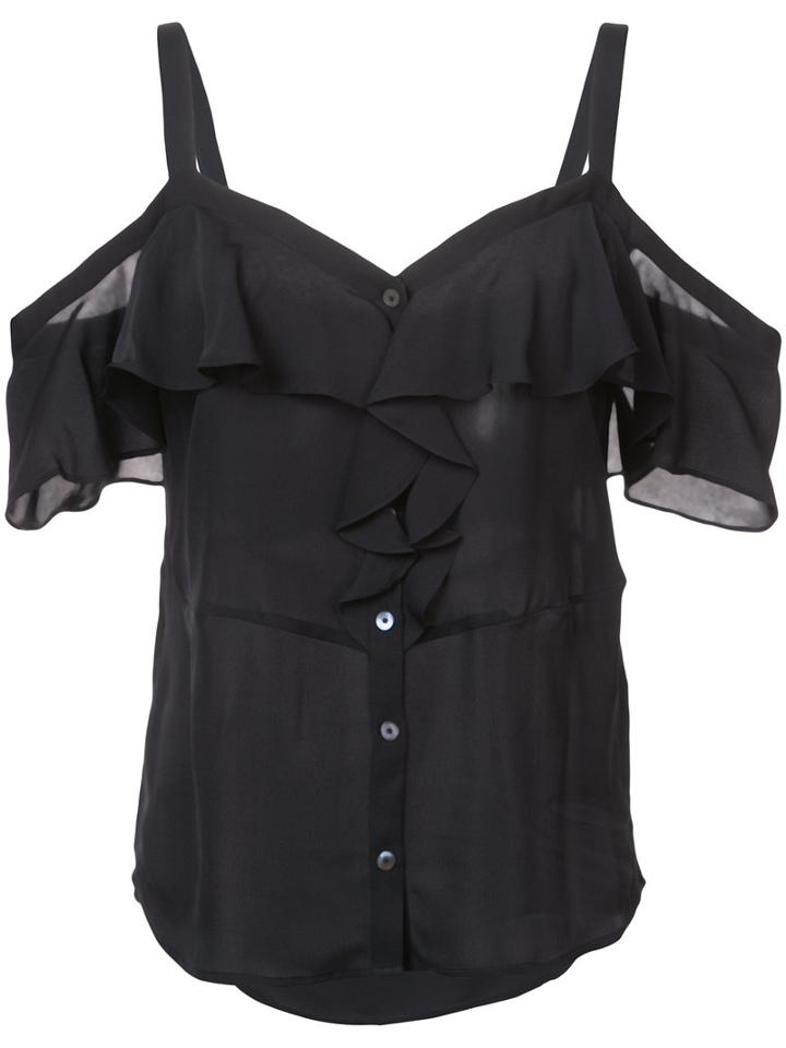 Veronica Beard - Off-shoulder Shirt - Women - Silk - 8, Black, Silk