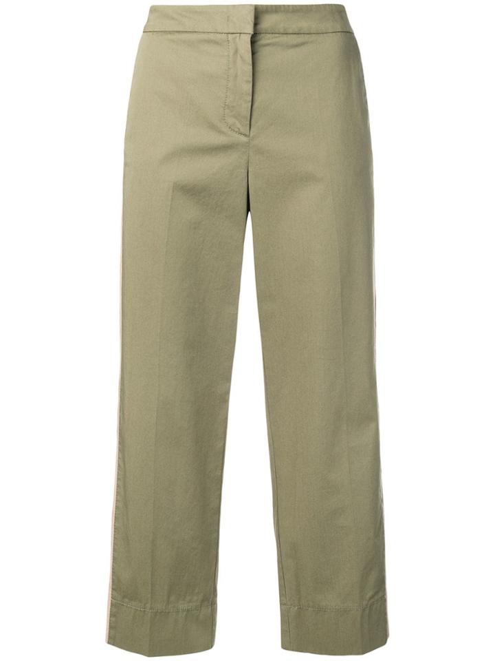 Luisa Cerano Side Stripe Cropped Trousers - Green