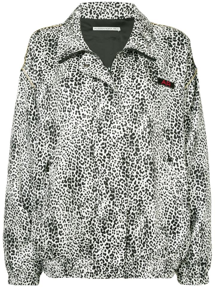 Alessandra Rich Leopard Print Bomber Jacket - Brown