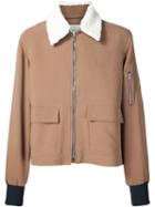 Agi & Sam Pocket Detail 'harrington' Jacket, Men's, Size: Medium, Brown, Sheep Skin/shearling/viscose/wool