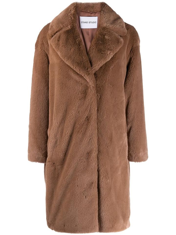 Stand Studio Camille Faux-shearling Coat - Brown