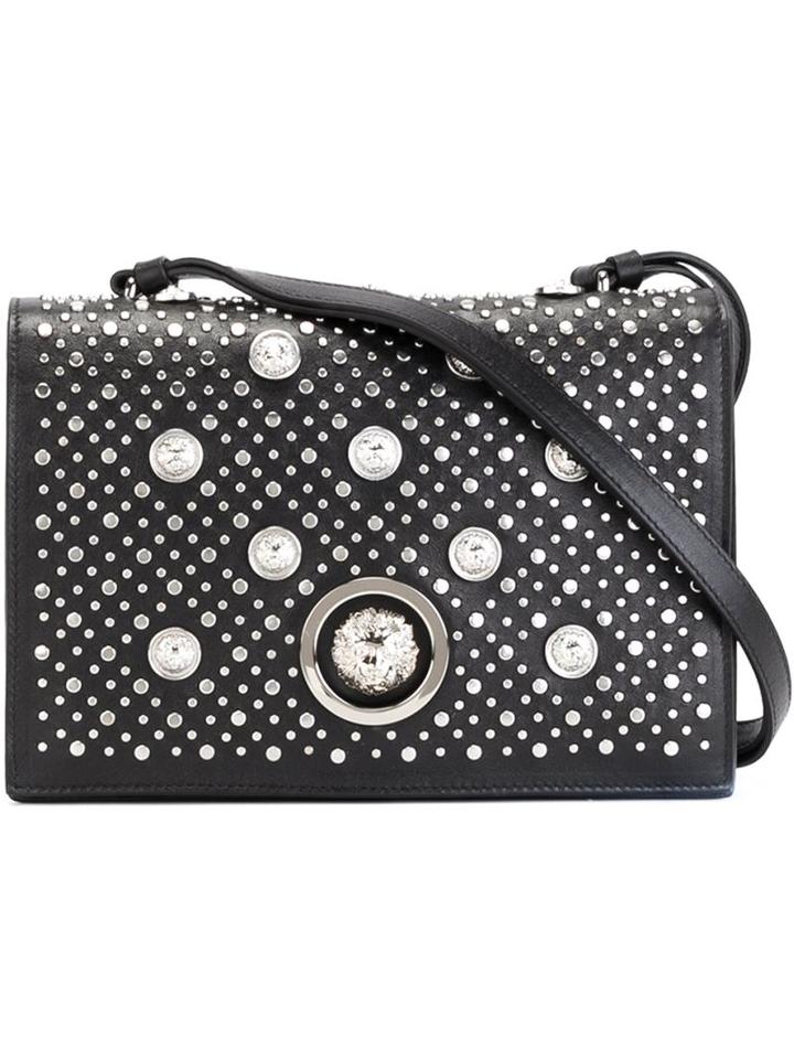 Versus Lion Head Stud Shoulder Bag, Women's, Black, Leather/nickel