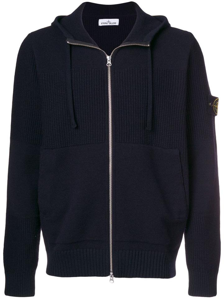 Stone Island Zipped Hooded Sweater - Blue