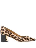 Tory Burch Pointed Leopard Print Pumps - Brown