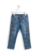Roberto Cavalli Kids Baroque Embroidered Jeans, Girl's, Size: 12 Yrs, Blue