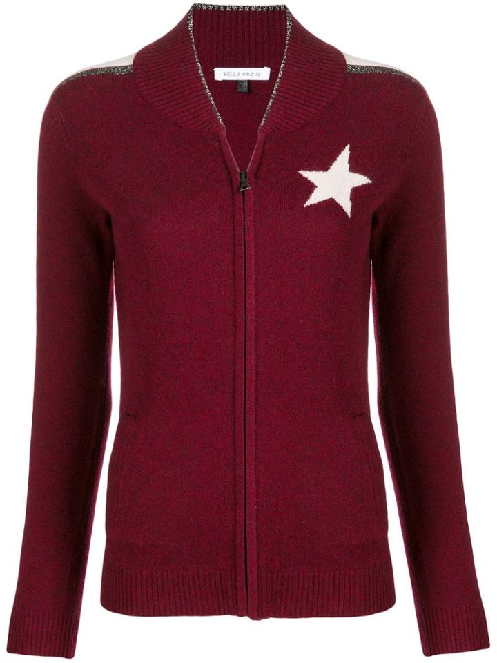 Bella Freud Star Knitted Zip Up Jacket - Red