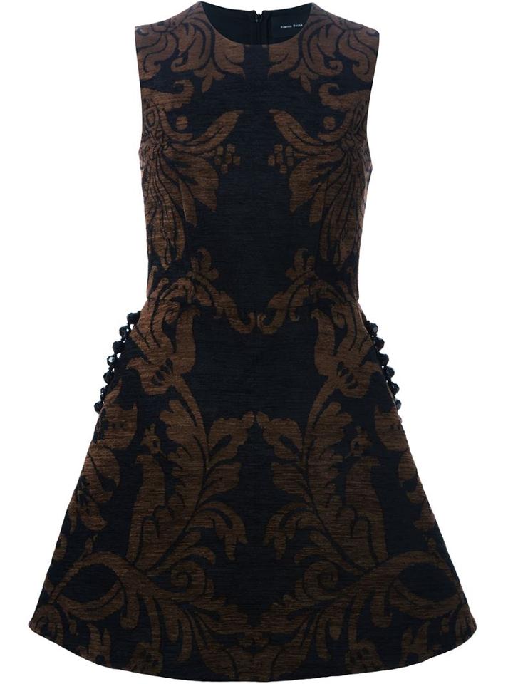 Simone Rocha Baroque Print A-line Dress, Women's, Size: 12, Black, Silk/cotton/acrylic