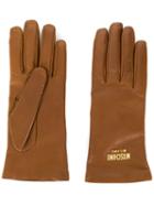Moschino Logo Plaque Gloves - Brown