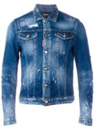 Heavily Distressed Jean Jacket, Men's, Size: 52, Blue, Cotton/spandex/elastane, Dsquared2