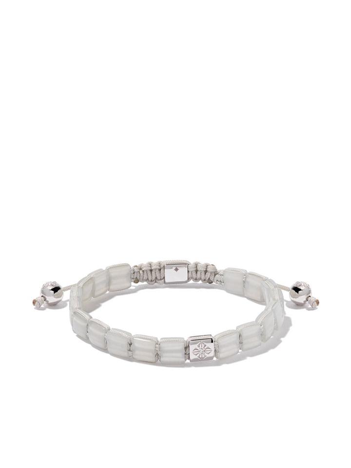 Shamballa Jewels 18kt White Gold And Diamond Lock Moonstone Bracelet -