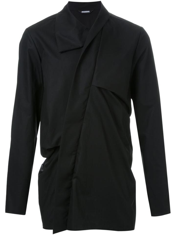 Moohong High Collar Draped Shirt - Black