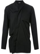 Moohong High Collar Draped Shirt - Black