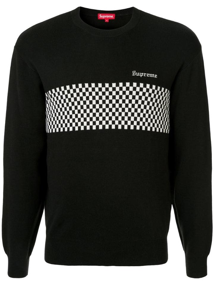 Supreme Checkered Panel Sweatshirt - Black