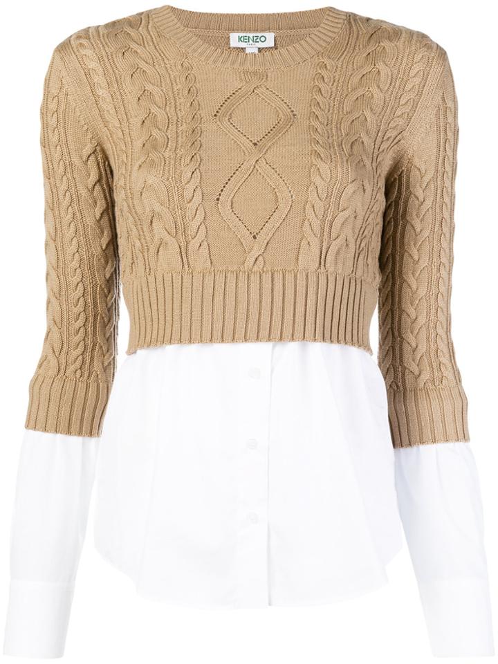 Kenzo Ribbed Knit Contrast Shirt - Nude & Neutrals