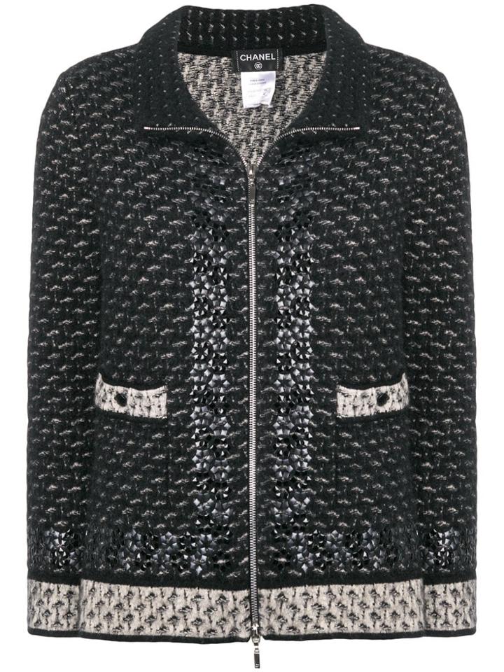 Chanel Vintage Standing Collar Knitted Jacket - Black