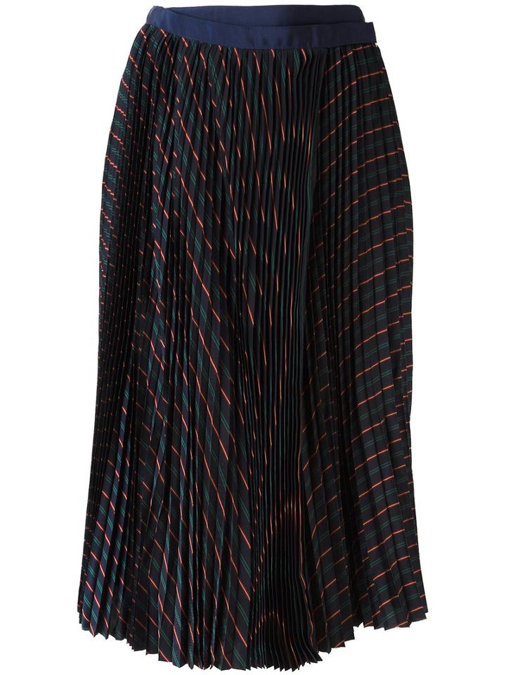 Sacai - Pleated Striped Skirt - Women - Cupro - 1, Blue, Cupro
