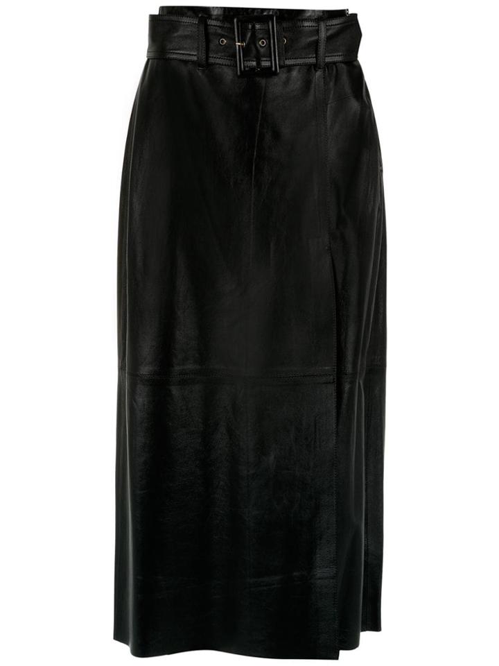Nk Leather Midi Skirt - Black