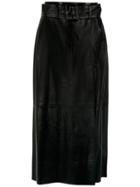 Nk Leather Midi Skirt - Black