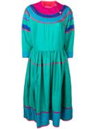 Kenzo Vintage Colour Block Silk Dress - Blue