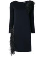 Gianluca Capannolo Feather Embellished Shift Dress - Blue