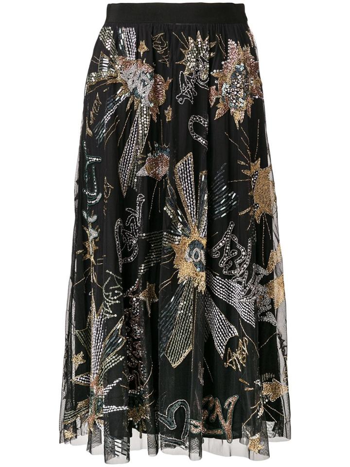 Amen Sequin Midi Skirt - Black