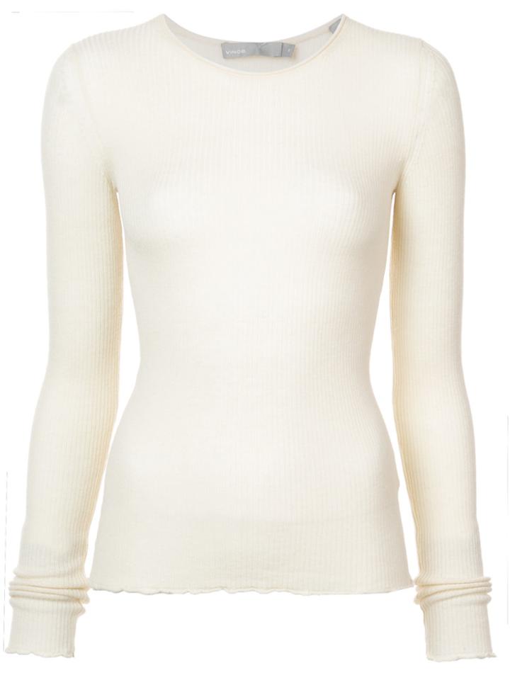 Vince Ribbed Knit Top - Nude & Neutrals