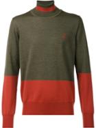Vivienne Westwood Man Two-tone Rollneck Jumper, Men's, Size: Small, Green, Wool