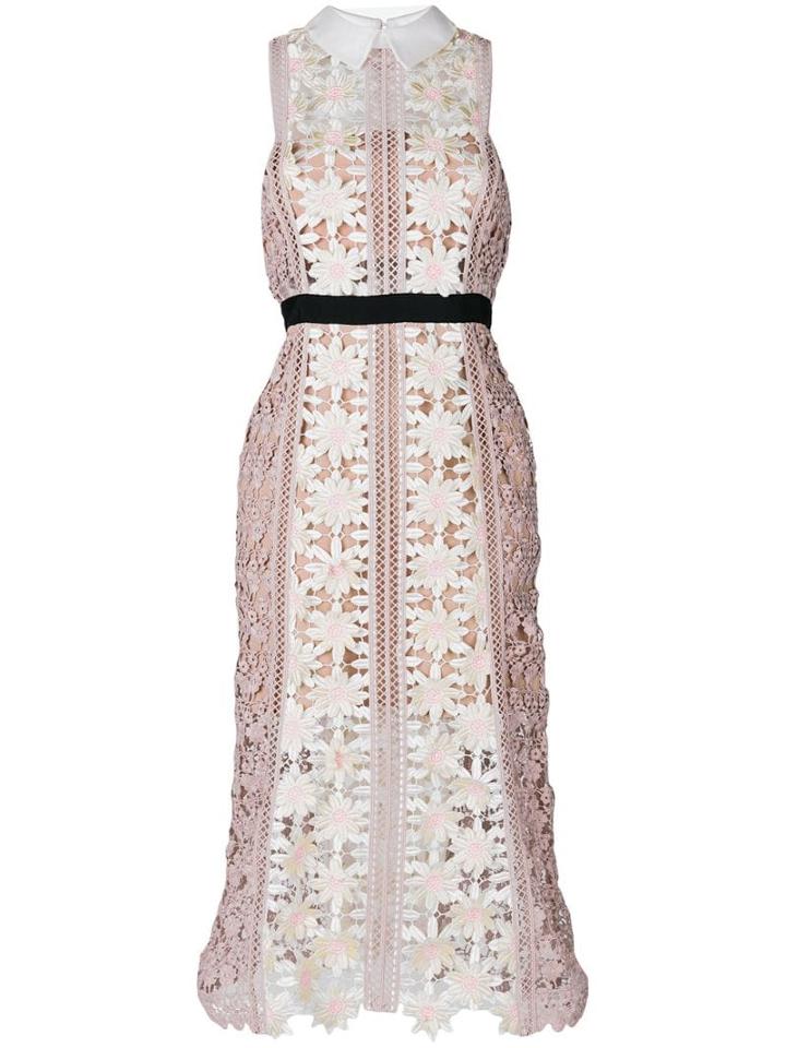 Self-portrait Floral Patch Midi Dress - Multicolour