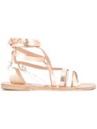 Ancient Greek Sandals Ankle Strap Flat Sandals - Metallic
