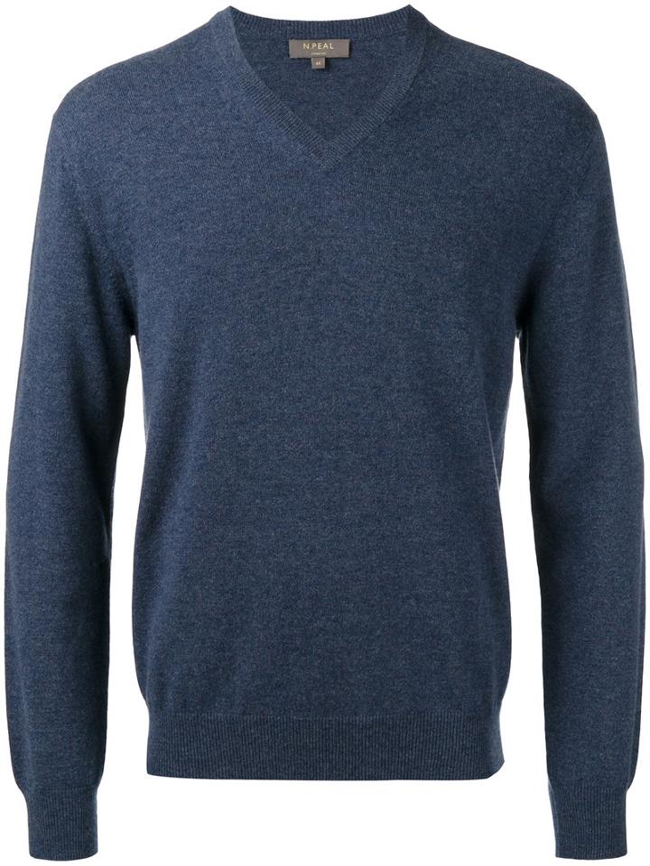 N.peal - V Neck Sweatshirt - Men - Cashmere - Xxl, Blue, Cashmere