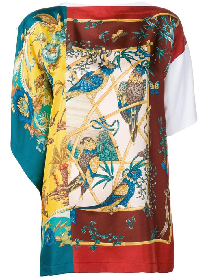 Salvatore Ferragamo Asymmetric Printed Blouse - White