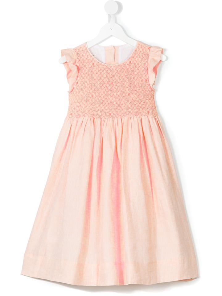 Cashmirino - Frill Detail Flared Dress - Kids - Cotton/linen/flax - 5 Yrs, Yellow/orange