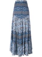 See By Chloé Boho Floral Print Maxi Skirt, Women's, Size: 36, Blue, Cotton