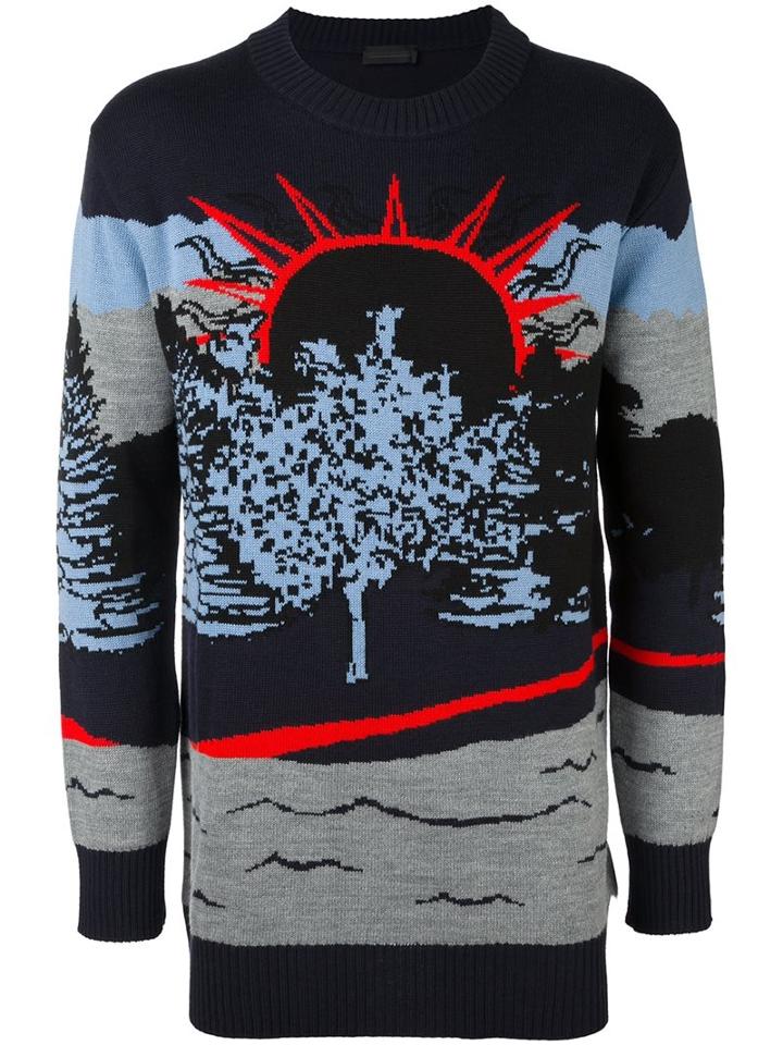 Diesel Black Gold 'landscape' Pullover, Men's, Size: Large, Blue, Acrylic/wool