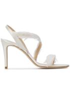 Jimmy Choo Clarence 85 Feather Sandals - White
